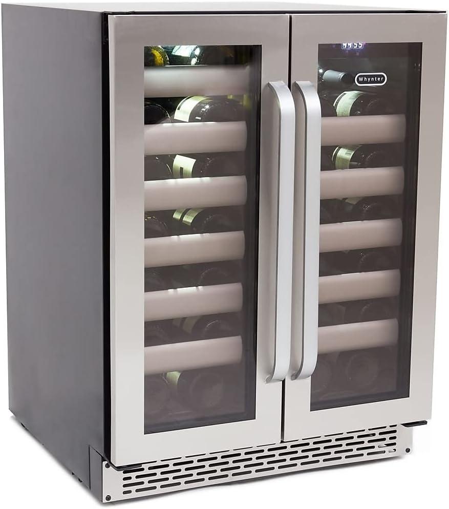 Stainless Steel Dual Zone 40-Bottle Wine Refrigerator with Interior Lighting