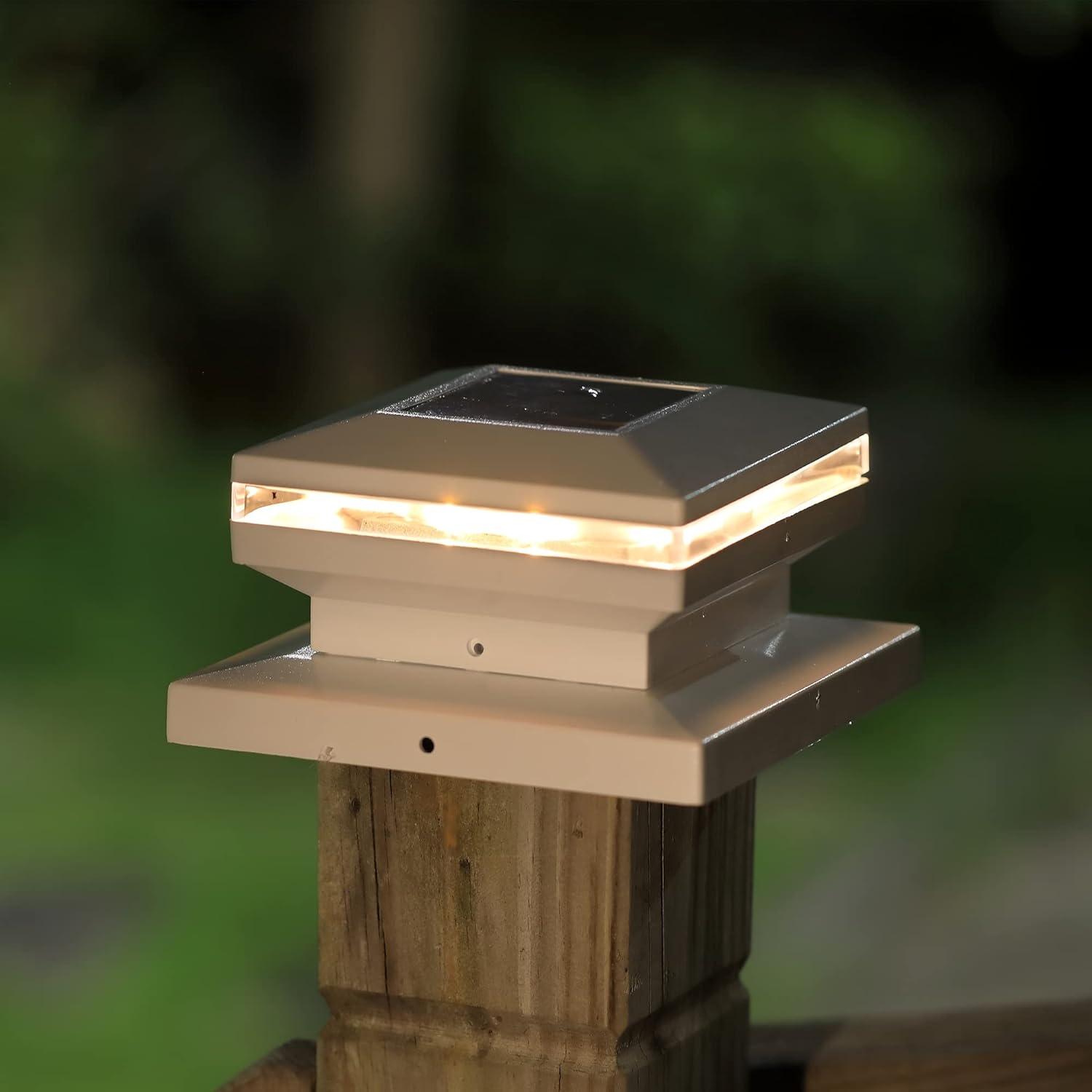 White Solar Powered LED Post Cap Lights Multipack