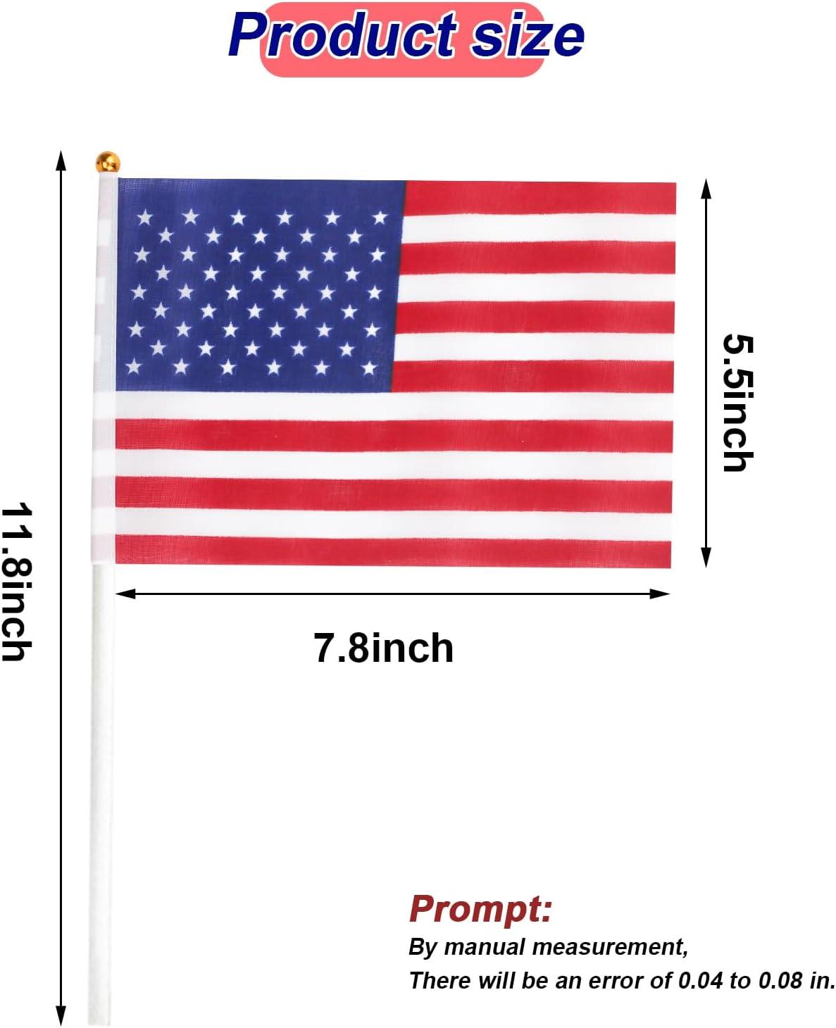 12 Pack Mini American Flags with 11.8 Inch Pole