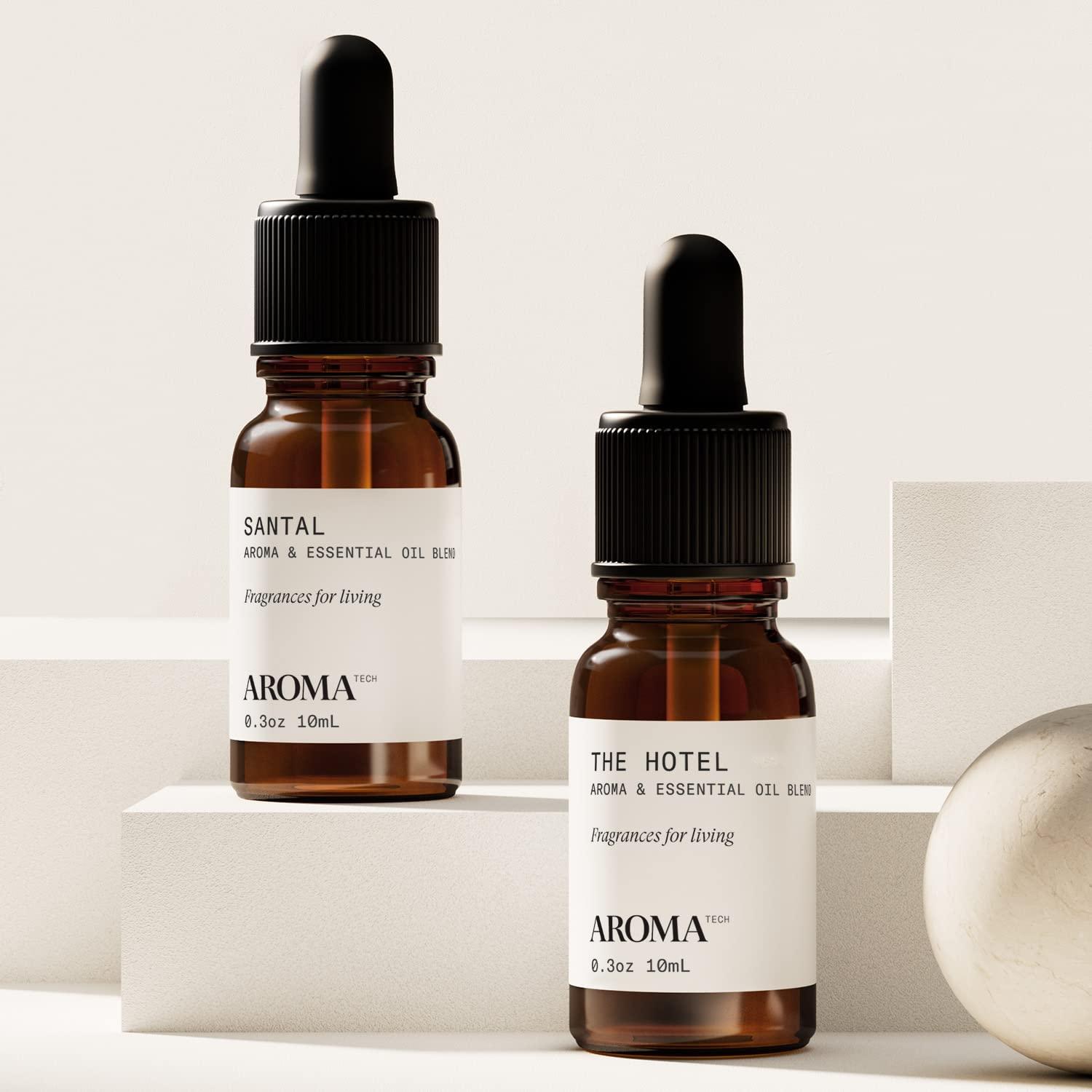 AromaTech Santal & The Hotel Set | Gift Set of Aroma Diffuser Essential Oils Blend of Santal Cardamom, Papyrus, Musk | The Hotel Peach, Red Rose, Pine - 10 Milliliter