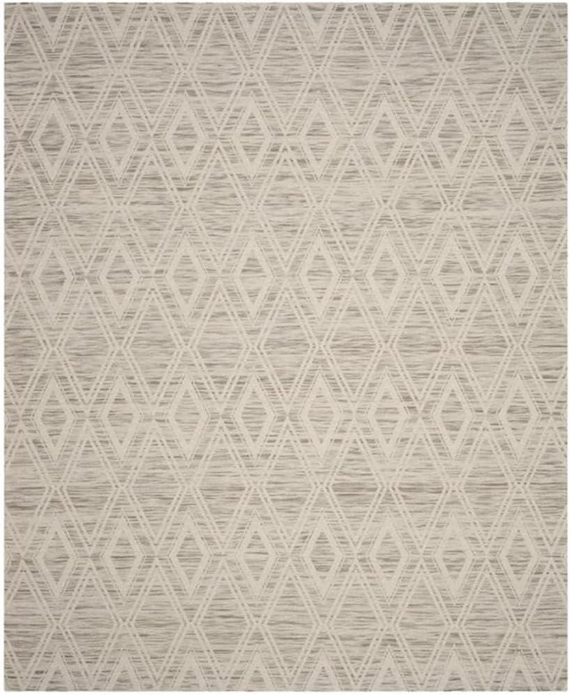 SAFAVIEH Marbella Alicia Geometric Diamonds Wool Area Rug, Light Brown/Ivory, 10' x 14'