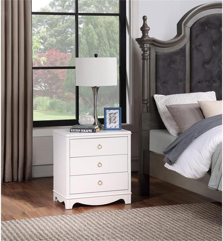 Comfort Pointe Laurel White Wood Finished 3-Drawer Farmhouse Nightstand