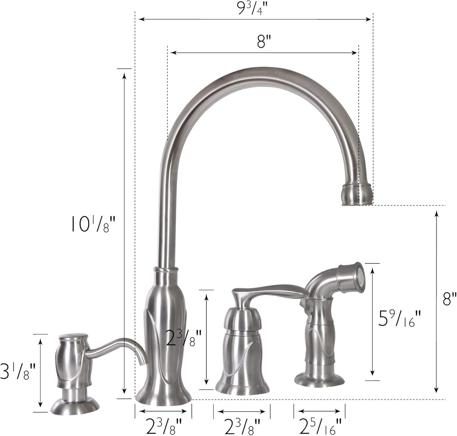 Design House  Madison Kitchen Faucet with Side Sprayer and Soap Dispenser in Satin Nickel