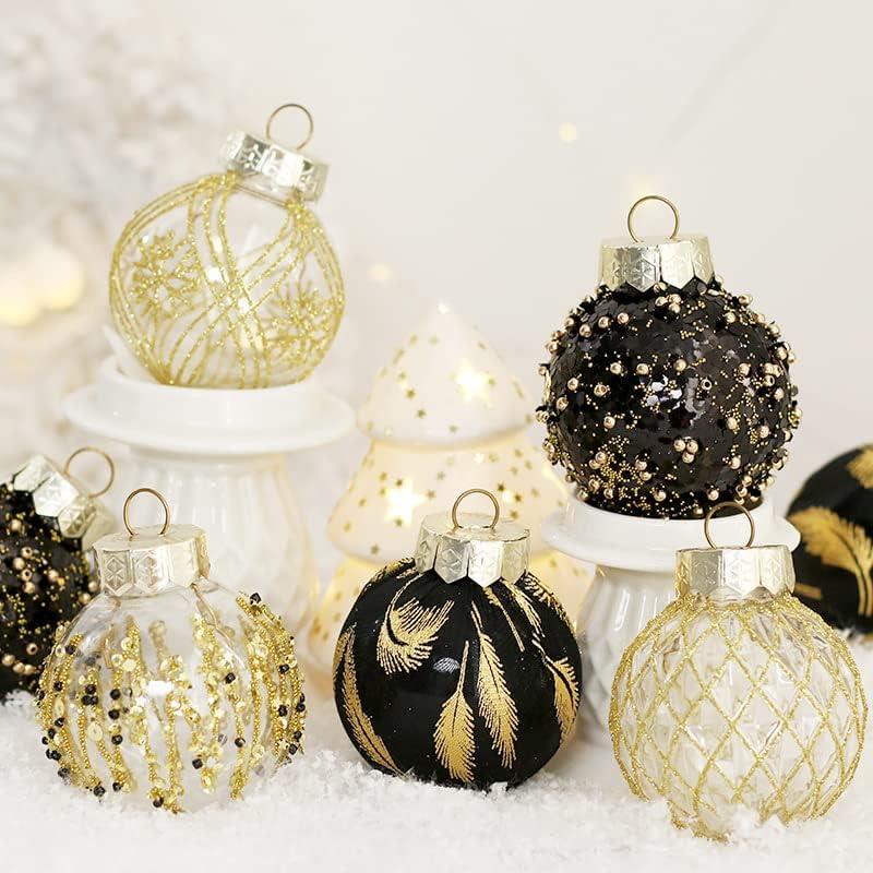 Gold and Clear Shatterproof Plastic Christmas Ornaments Set