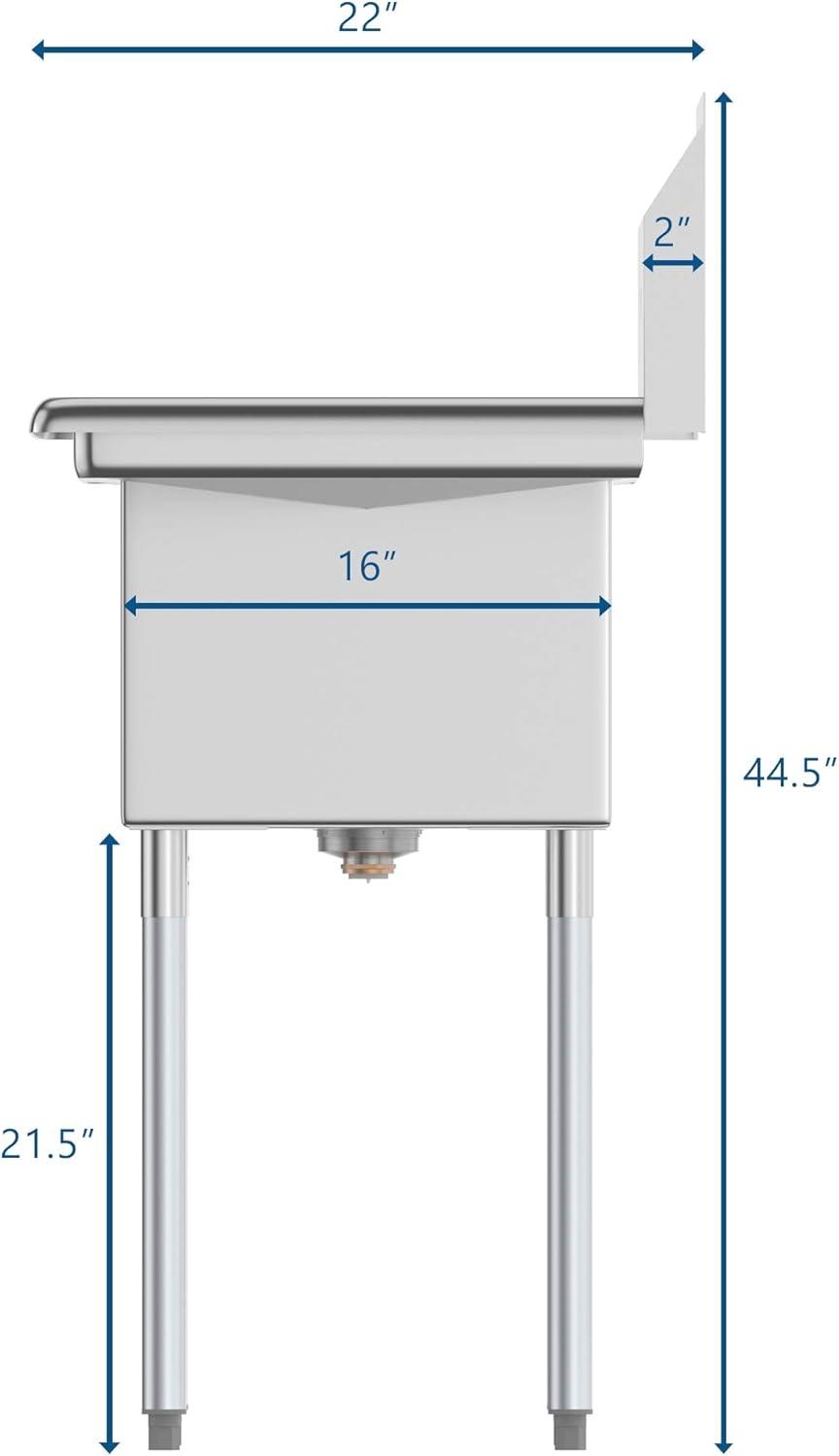 Stainless Steel 1-Compartment Utility Sink with Dual Drainboards