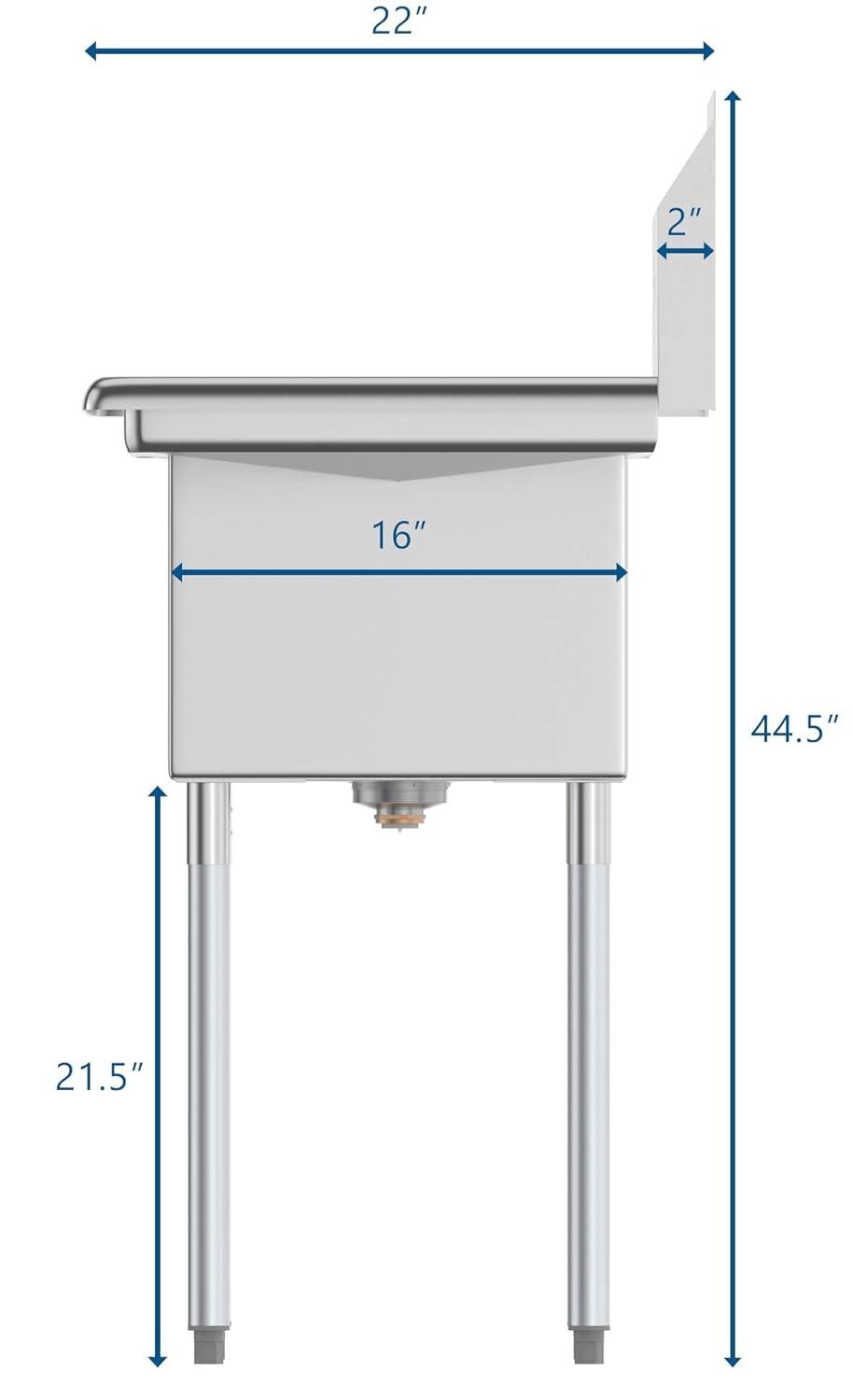 Stainless Steel 1-Compartment Utility Sink with Dual Drainboards