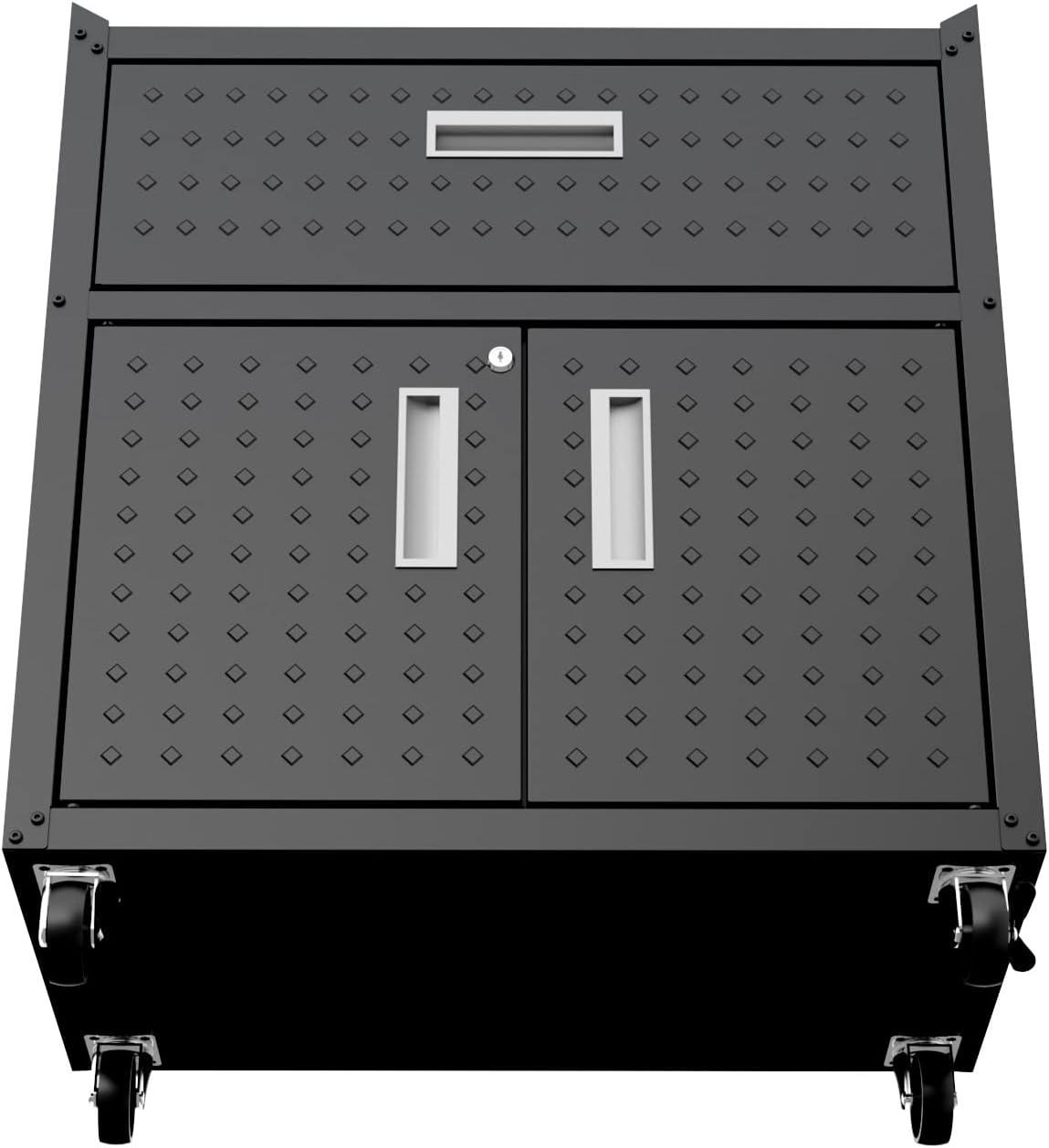 Manhattan Comfort Floating Metal Garage Cabinet Charcoal, Gray