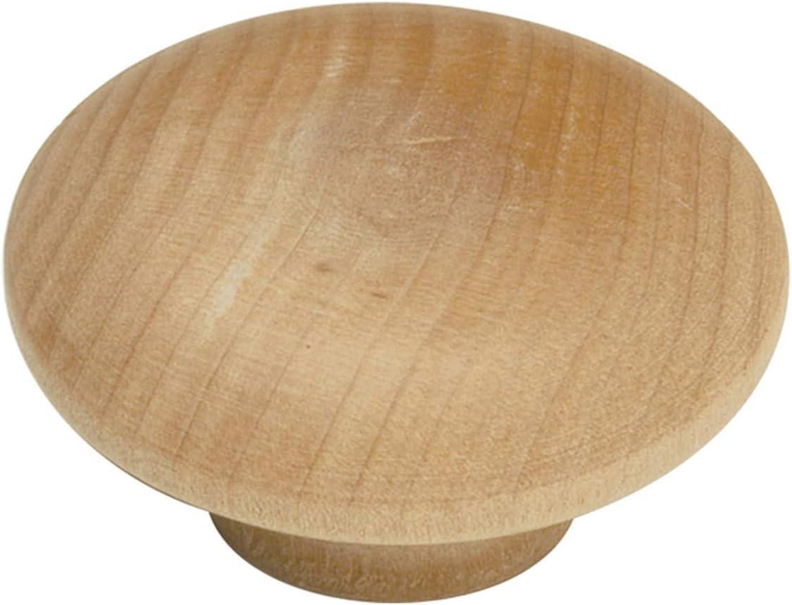 Unfinished Natural Wood Round Cabinet Knob with Mounting Hardware