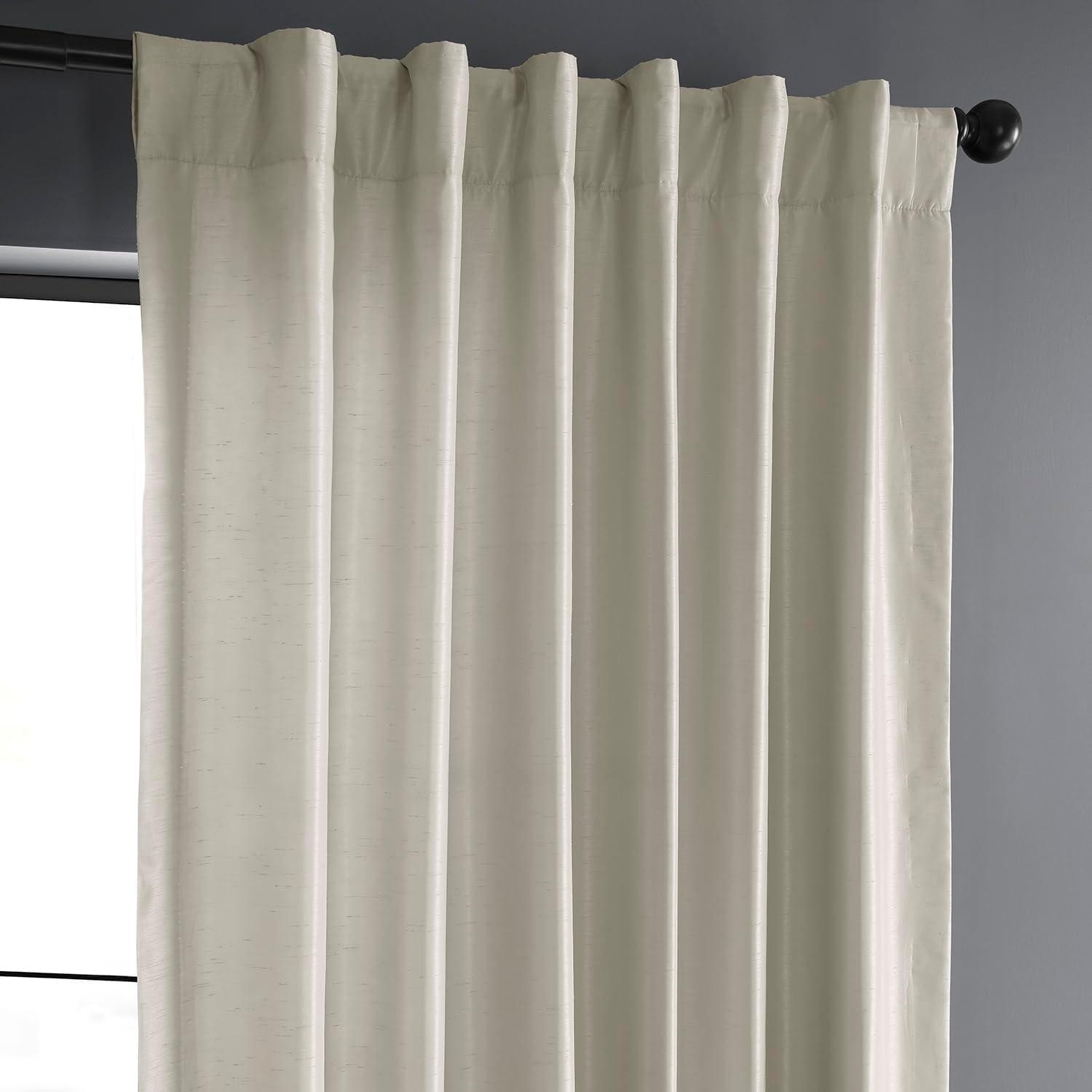 Mist Grey Vintage Textured Faux Dupioni Silk Curtain (1 Panel), Mist Grey, 50W X 84L