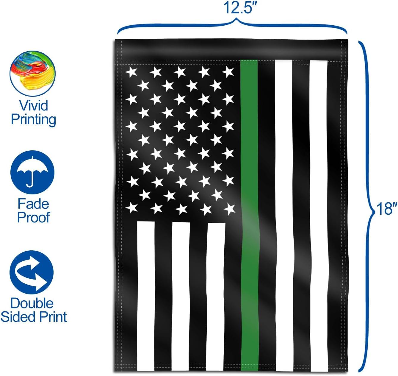 Double Sided Thin Green Line USA Garden Flag