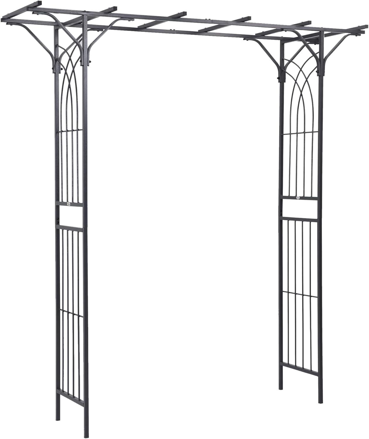 Outsunny 74.75'' W x 19.75'' D Metal Arbor in Gray