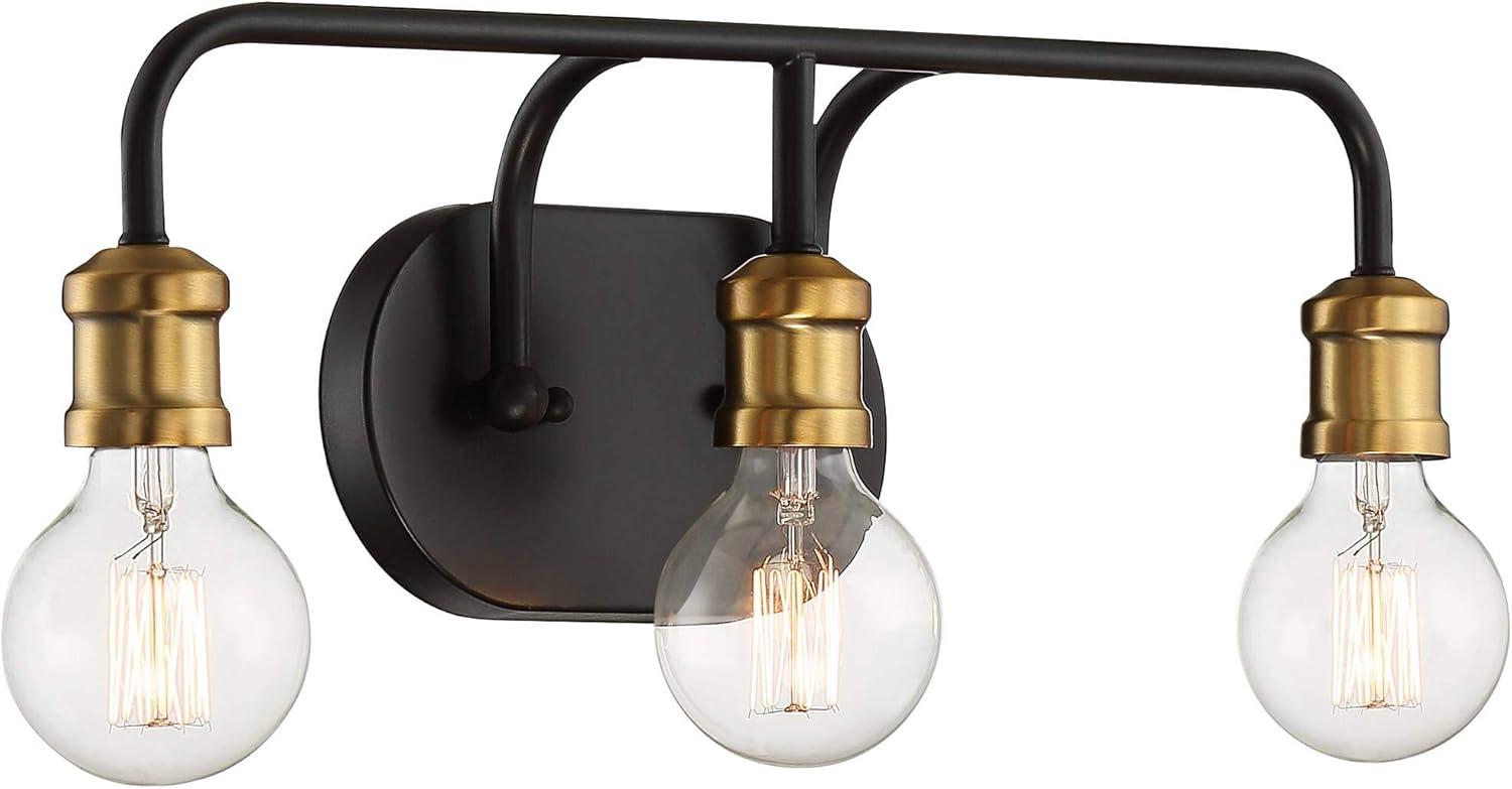 Aras Sleek Industrial Wall Light Black Brass 20" 3-Light Fixture