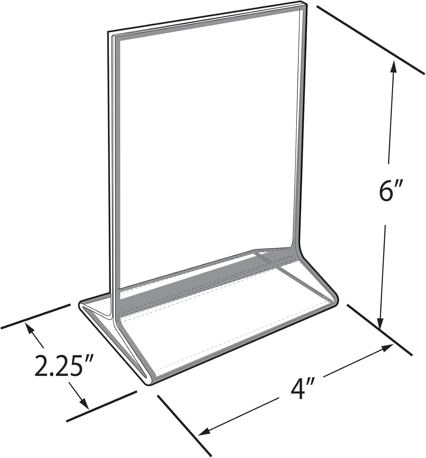 Azar Displays Double-Sided Clear Acrylic Frames with Accent Trim 4" Wide x 6" High, Black