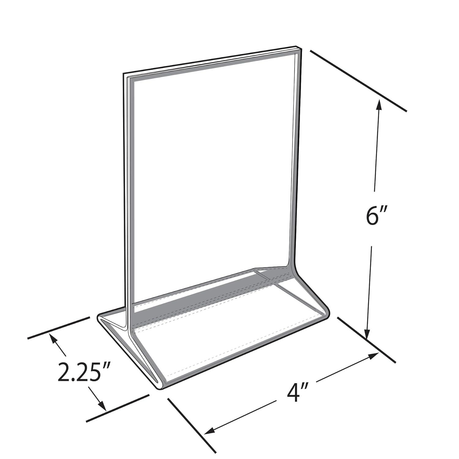 Azar Displays Double-Sided Clear Acrylic Frames with Accent Trim 4" Wide x 6" High, Black