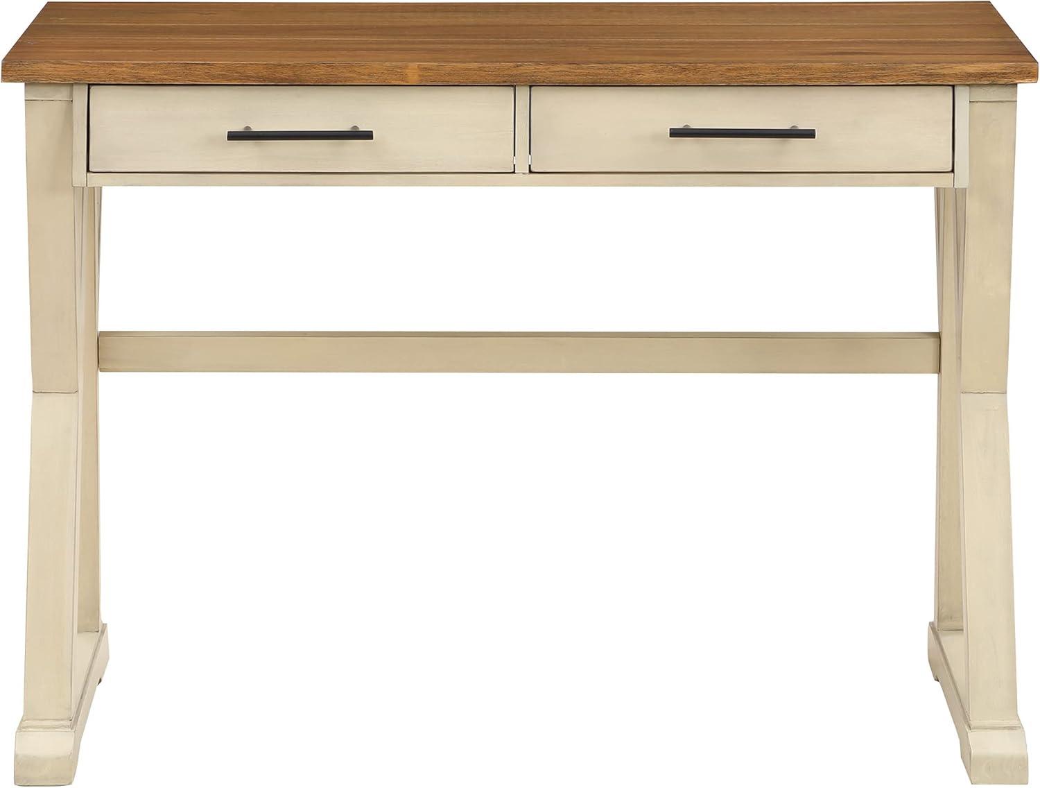 Jericho Rustic Writing Desk w/ Drawers  in Antique White in Engineered Wood