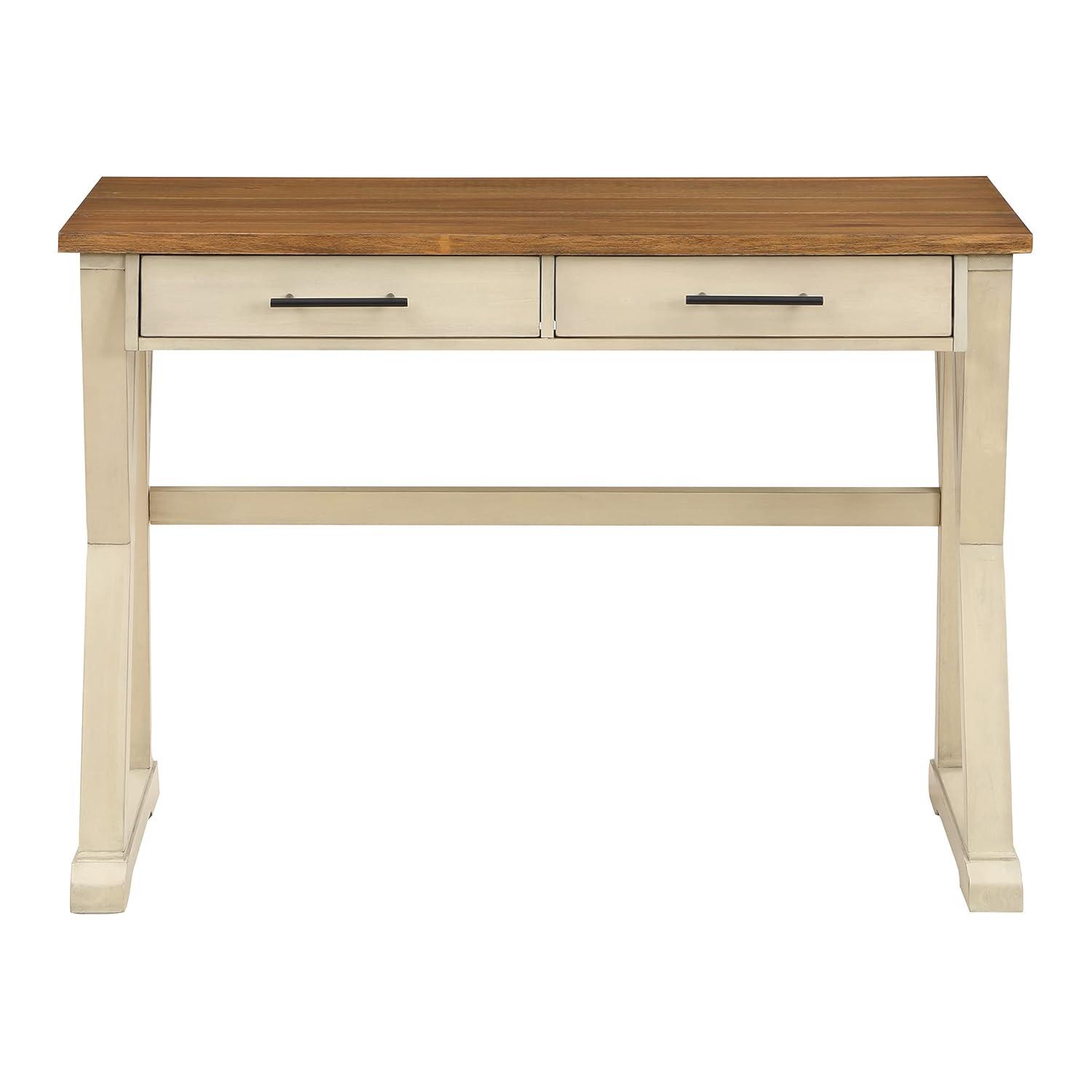 Jericho Rustic Writing Desk w/ Drawers  in Antique White in Engineered Wood