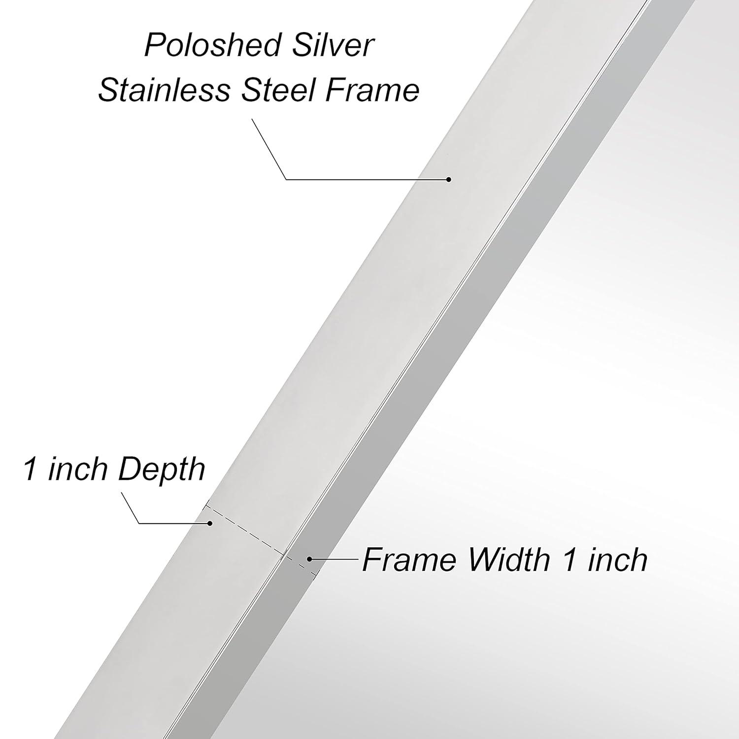 Empire Art Direct Contempo Stainless Steel Gold Wall Mirror Plished Silver 20" x 30" Silver
