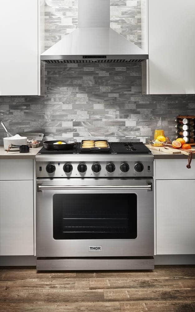 THOR 36-Inch Gas Range, 6 Burners - Stainless Steel (LRG3601U)