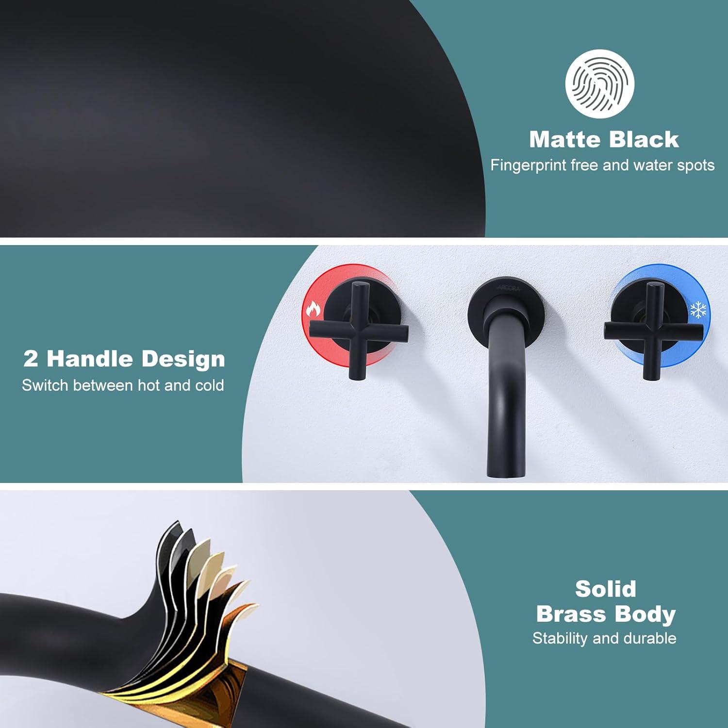 2-Handle 3-Hole Wall Mounted Roman Tub Faucet With 360° Swivel Spout