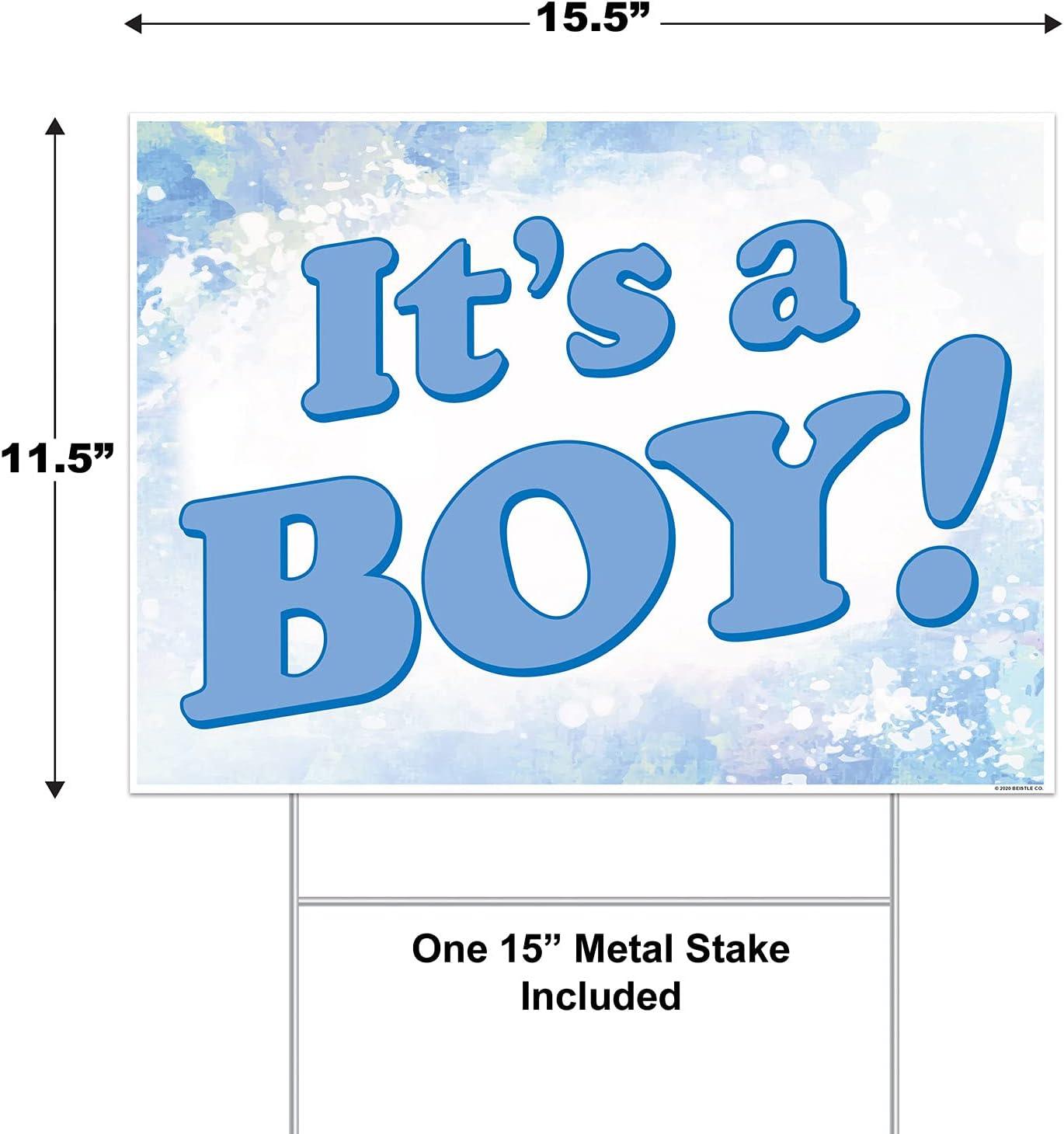 Beistle Plastic It's A Boy! Yard Sign, 11.5" x 15.5", (1/Pkg) Multicolored