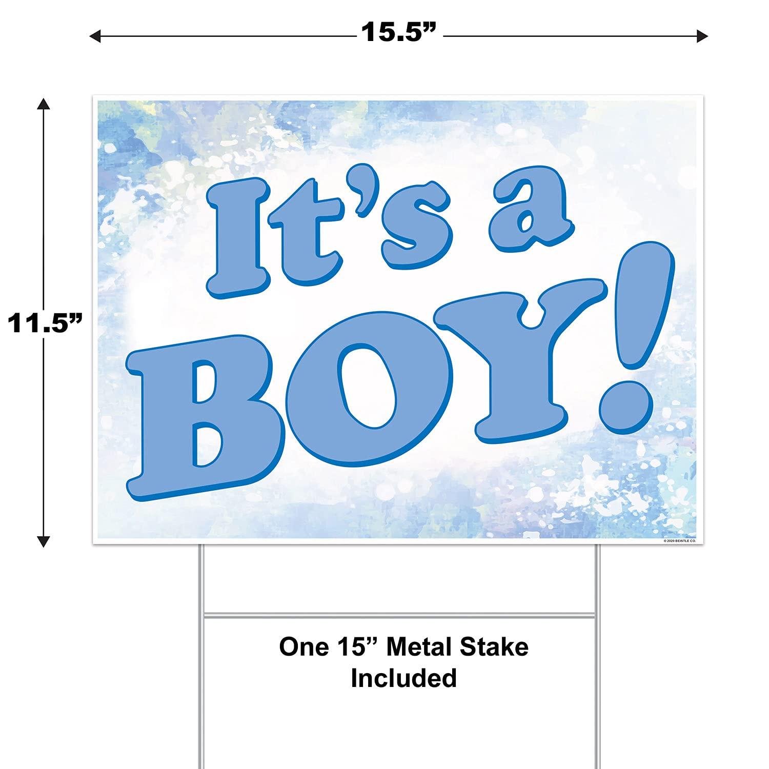 Beistle Plastic It's A Boy! Yard Sign, 11.5" x 15.5", (1/Pkg) Multicolored