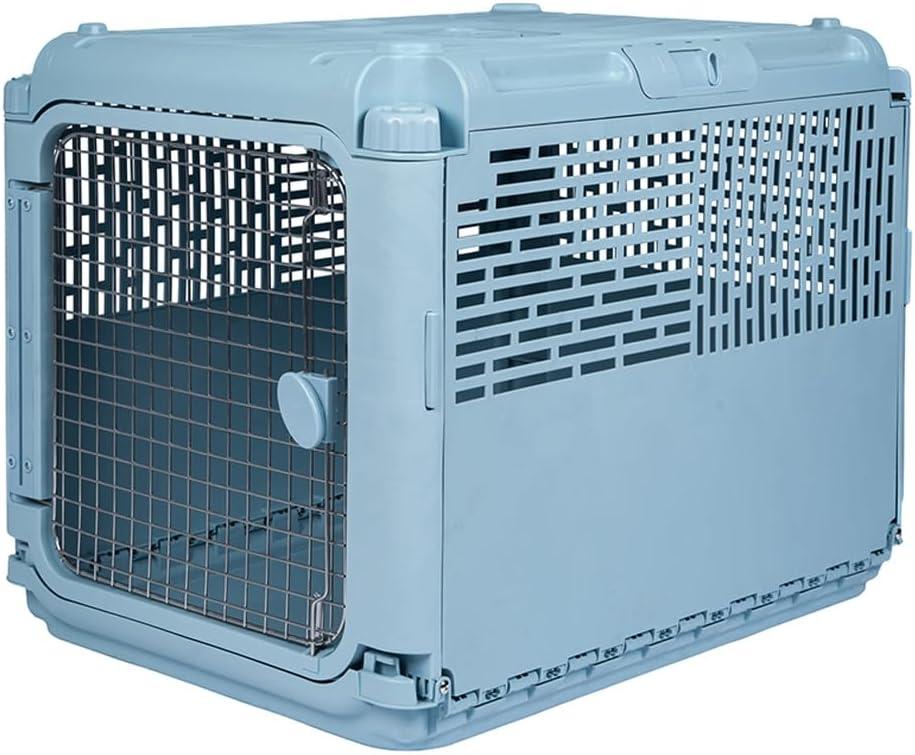 Medium Blue Rolling Collapsible Plastic Pet Kennel