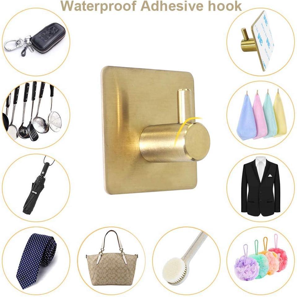 5 PCS Bathroom Hardware Set SUS304 Stainless Steel-Towel Rack Set Include Lengthen Hand Towel Bar+Toilet Paper Holder+3 Robe Towel Hooks Bathroom Accessories Towel Bar Set (Brushed Gold, 16IN)