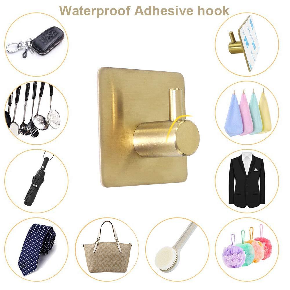 5 PCS Bathroom Hardware Set SUS304 Stainless Steel-Towel Rack Set Include Lengthen Hand Towel Bar+Toilet Paper Holder+3 Robe Towel Hooks Bathroom Accessories Towel Bar Set (Brushed Gold, 16IN)