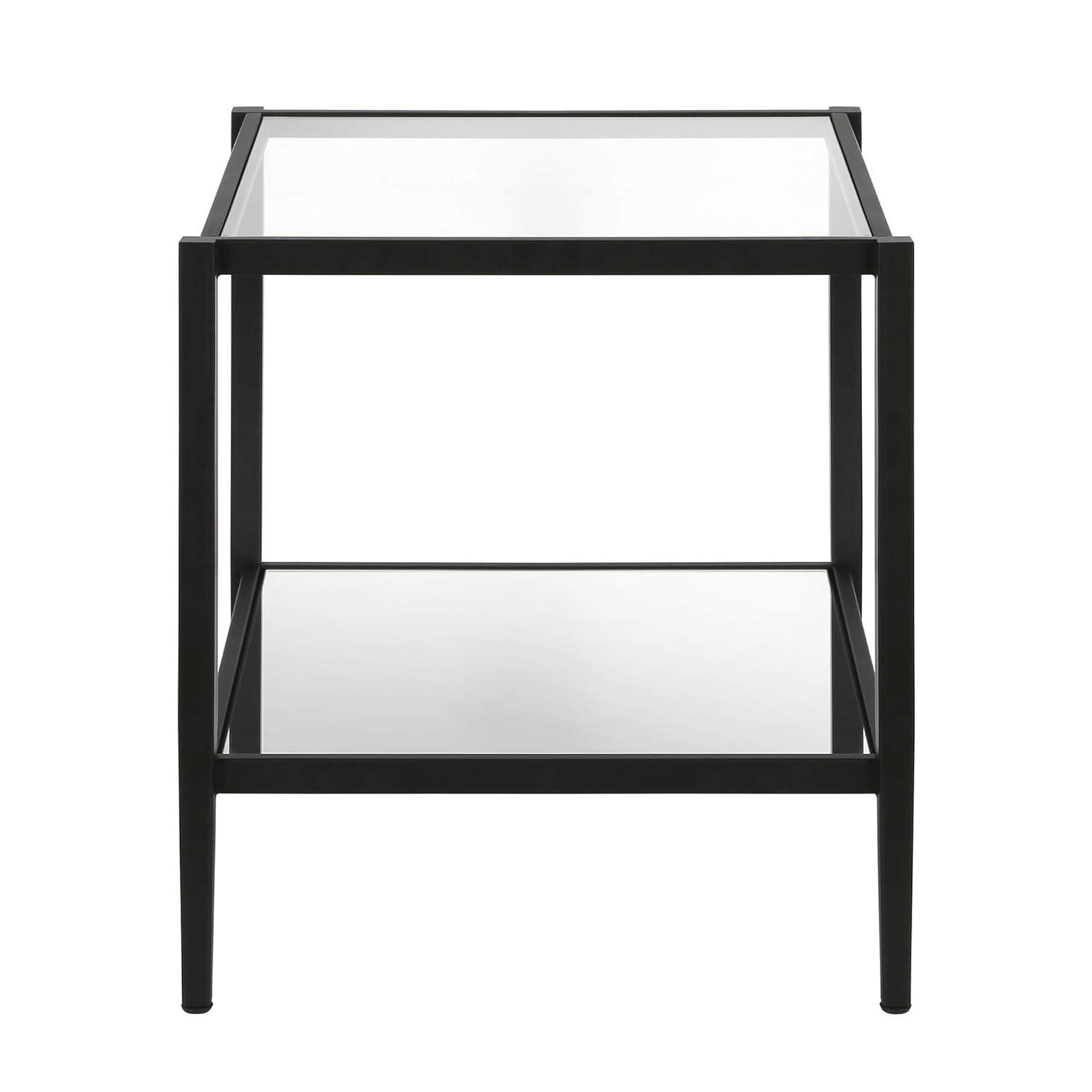 Evelyn&Zoe Hera 20" Wide Square Side Table with Mirror Shelf, Blackened Bronze