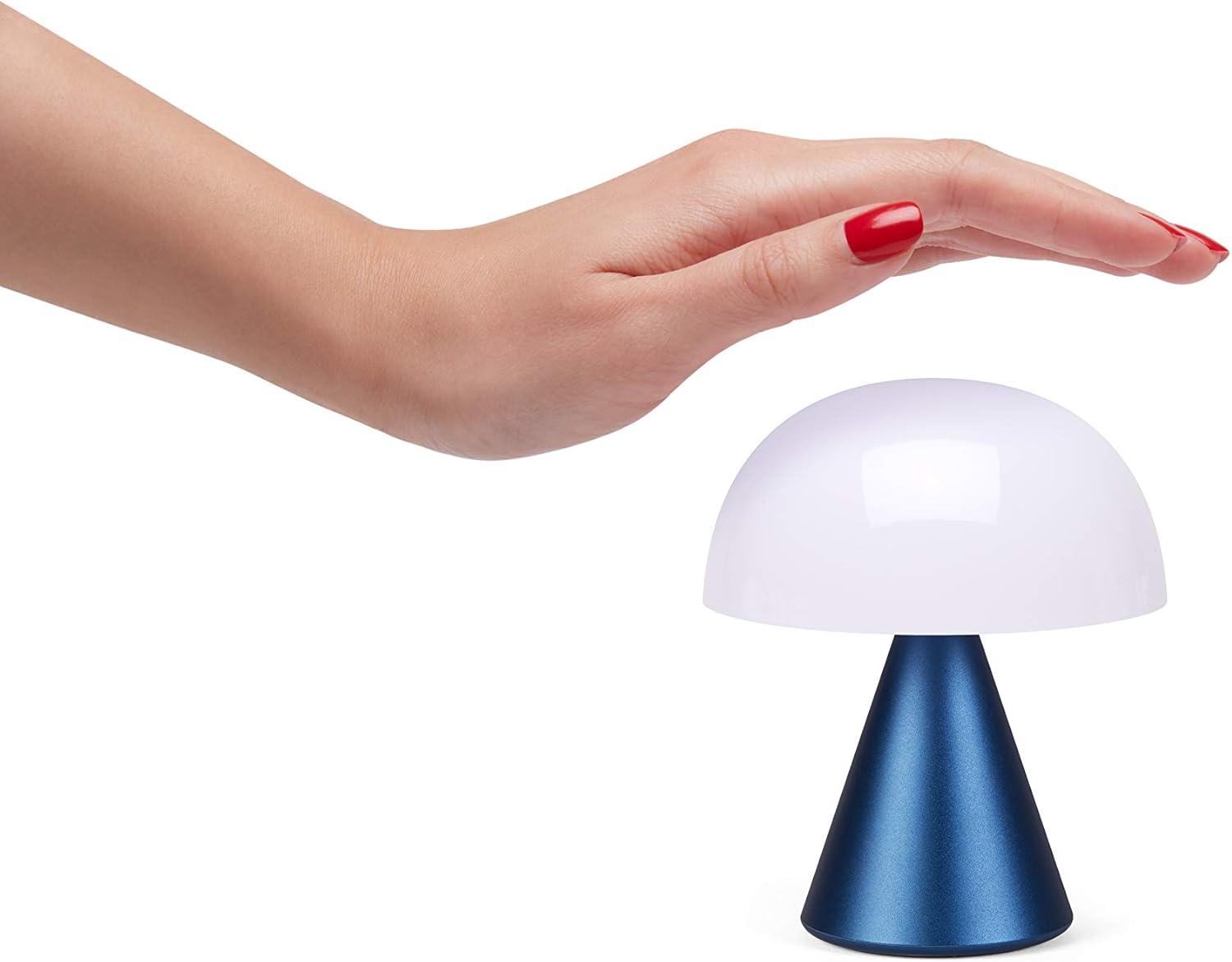 Lexon Mina M Mushroom Lamp - Portable Bedside Light for Bedrooms, Kids & Nursery - 9 LED Color Rechargeable Table Lamp with 24h Light & Dimmer, Medium - Dark Blue