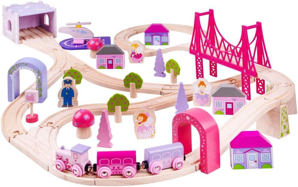 Fairy Town Pink and Pastel Wooden Train Set