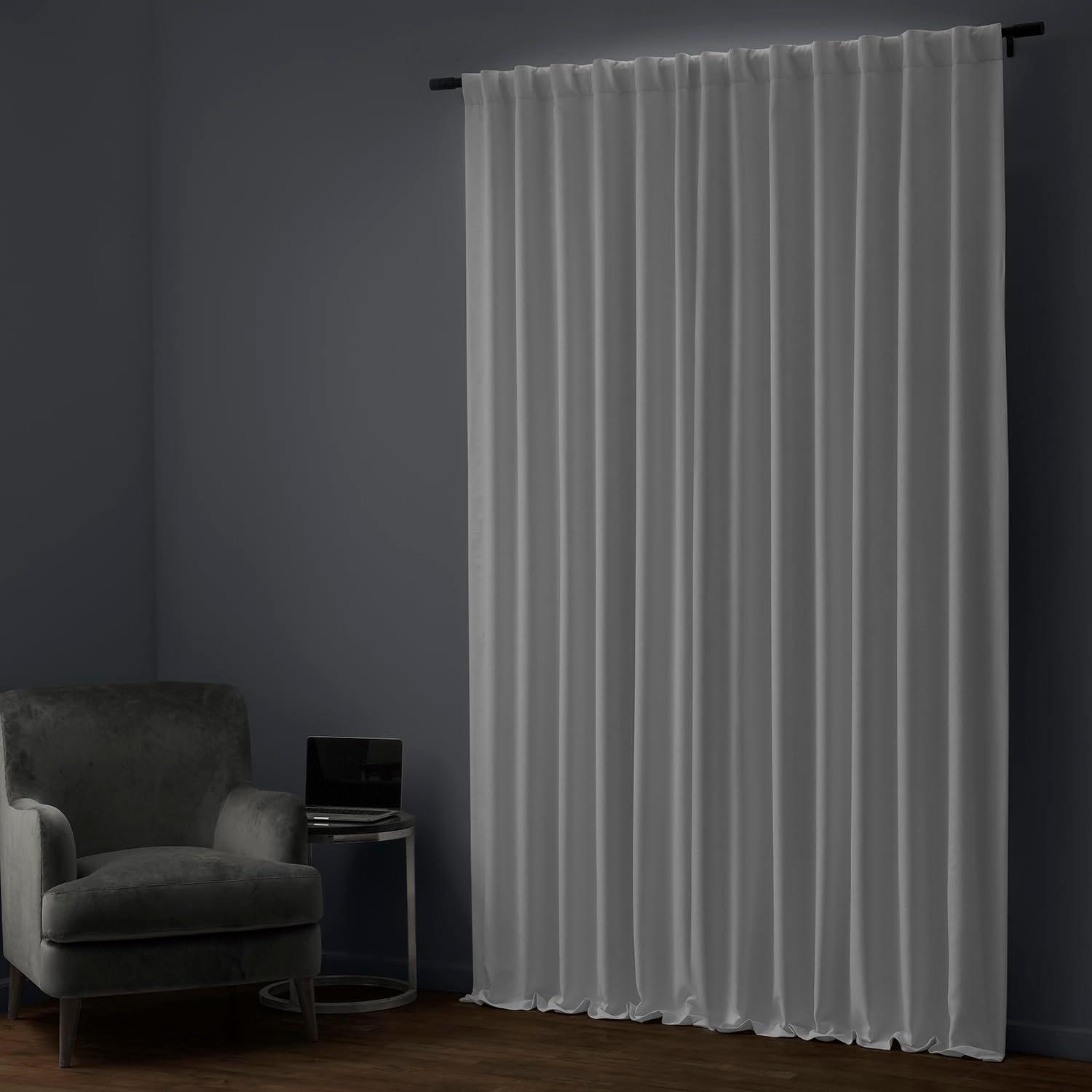 Signature Mission White Faux Linen Blackout Curtain (1 Panel), Mission White, 50W X 108L