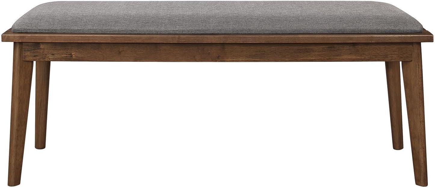 Alfredo Upholstered Dining Bench Grey and Natural Walnut