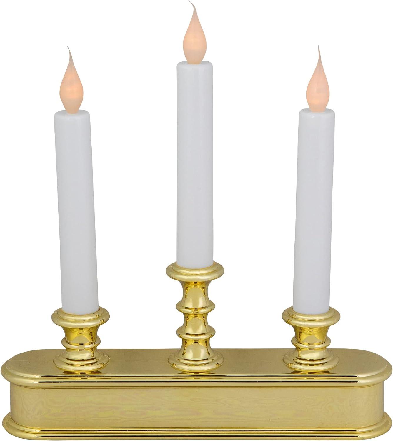 Elegant Gold Base LED Candolier, 10" Frosted Christmas Candle Display