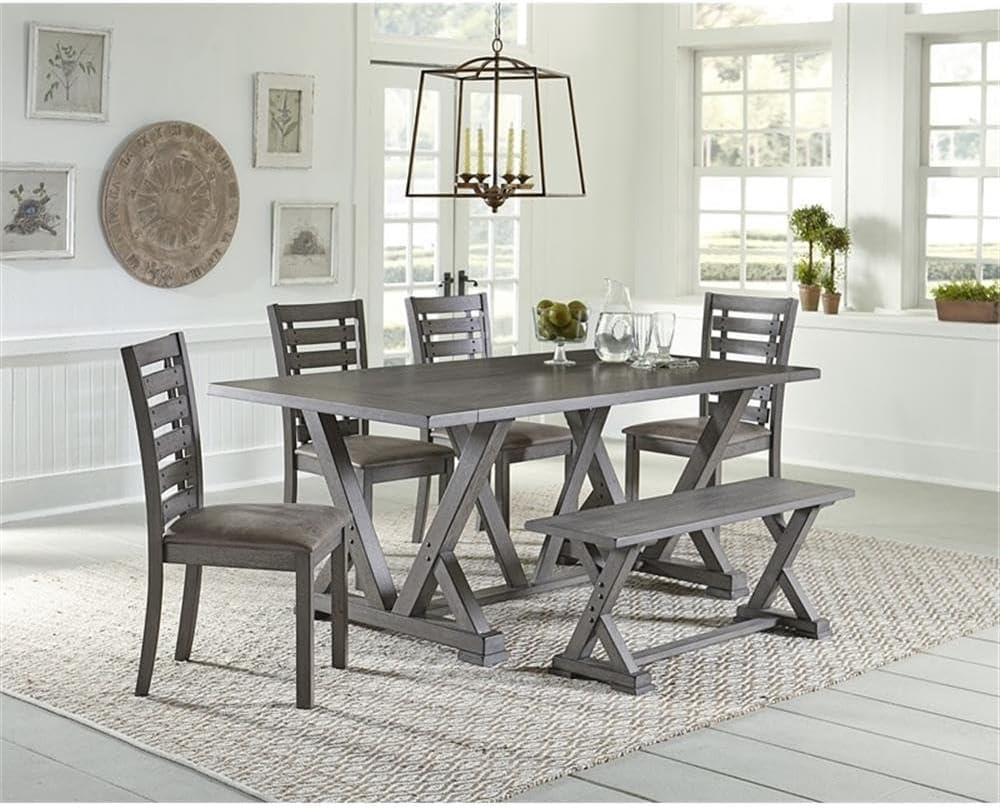 Progressive Furniture Fiji Rectangular Wood Dining Table in Harbor Gray