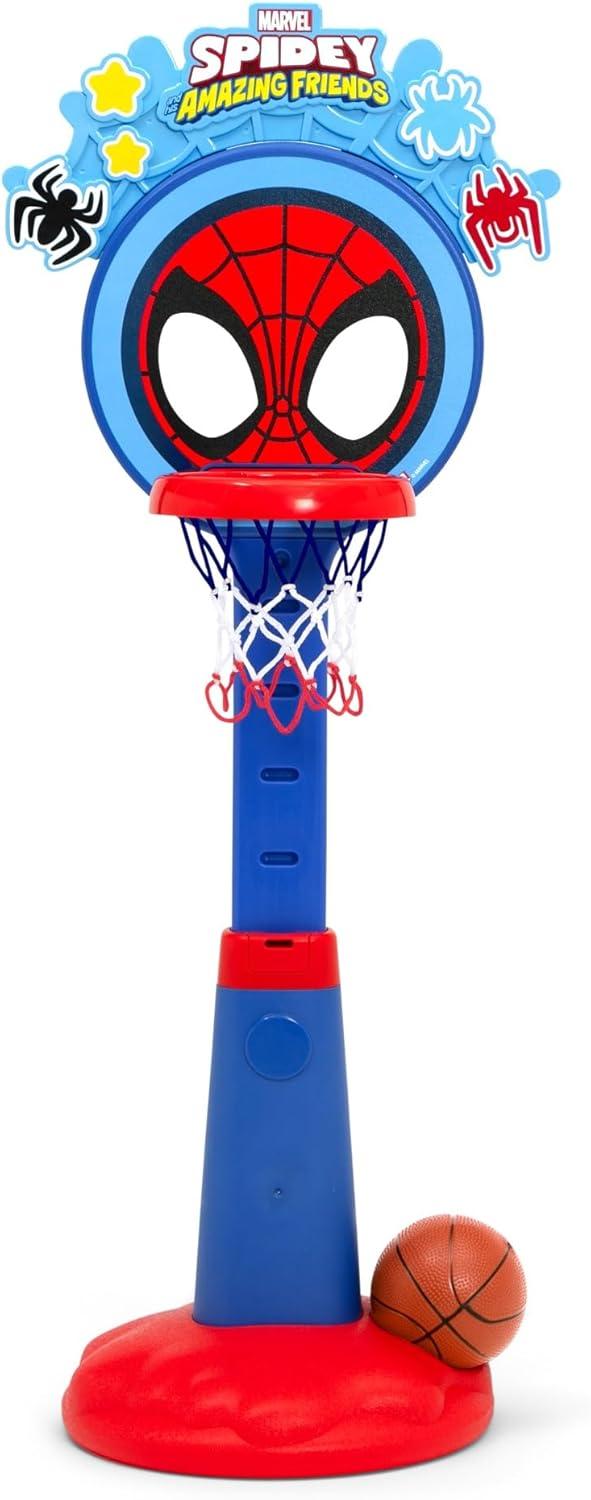 Spidey and His Amazing Friends Plastic Basketball Set by Delta Children – Includes Basketball Hoop, 1 Basketball and Ball Pump