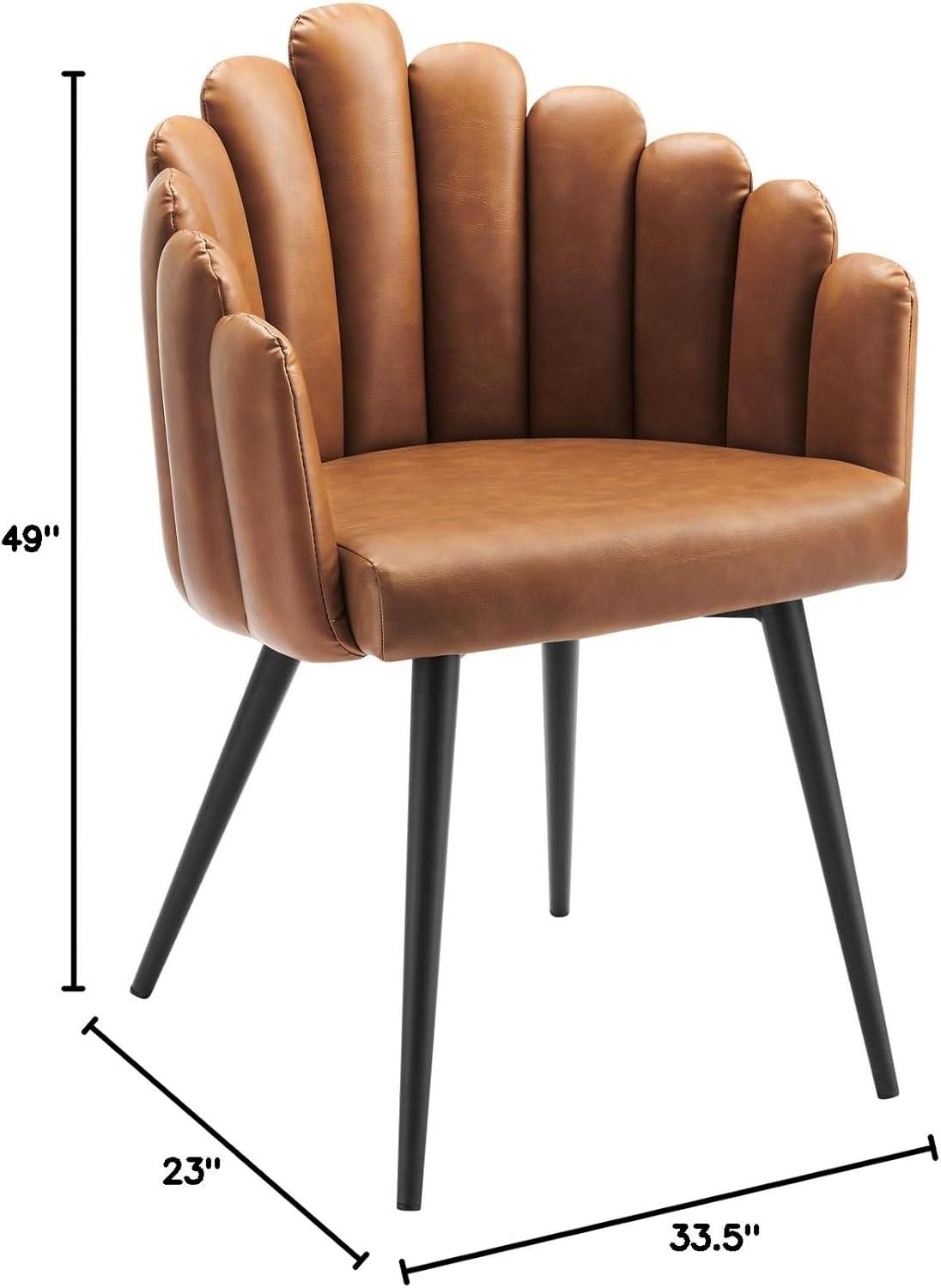 Modway Vanguard 19.5" Scalloped Back Velvet Dining Chair in Black/Charcoal