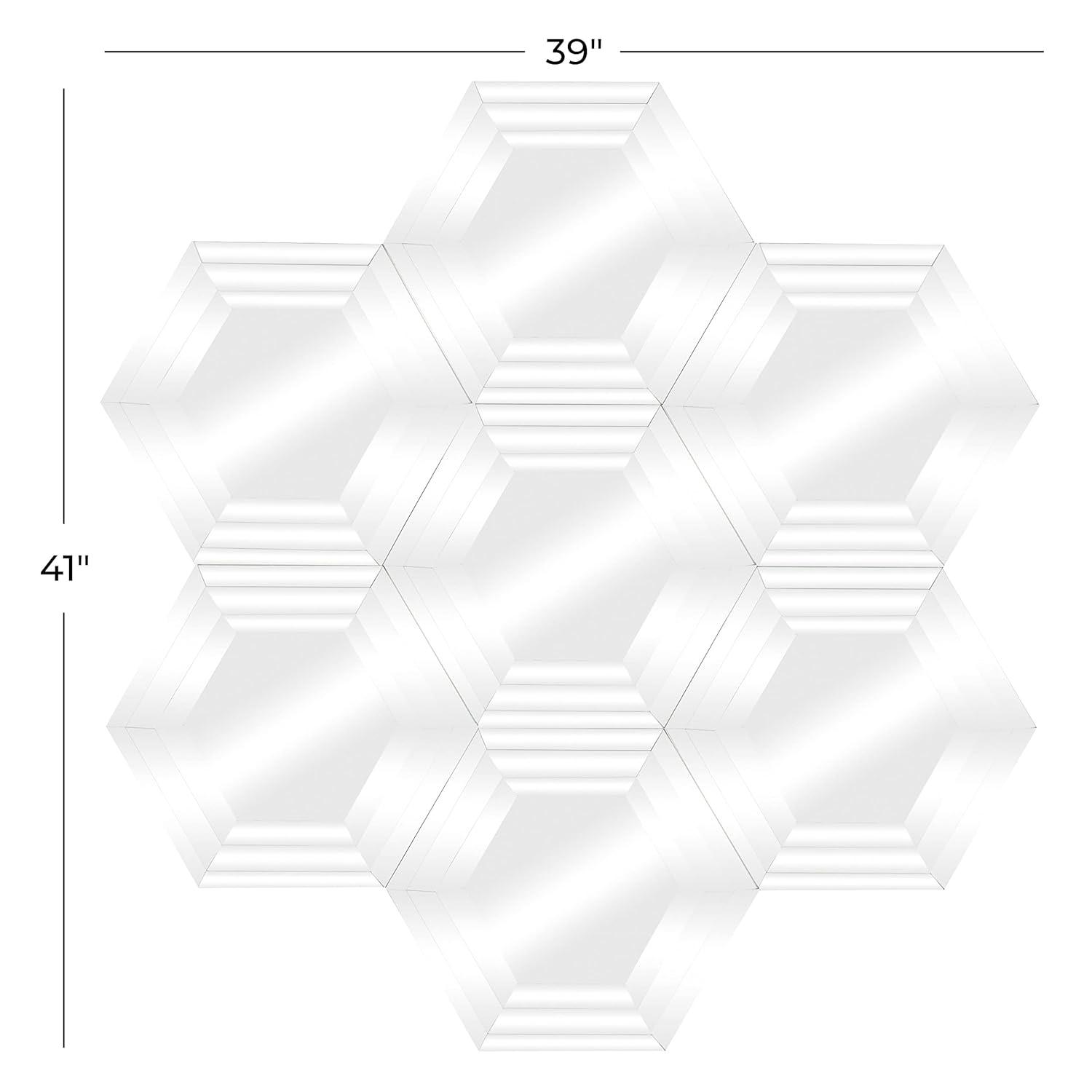 DecMode 39" x 41" Silver Honeycomb Shaped Geometric Wall Mirror