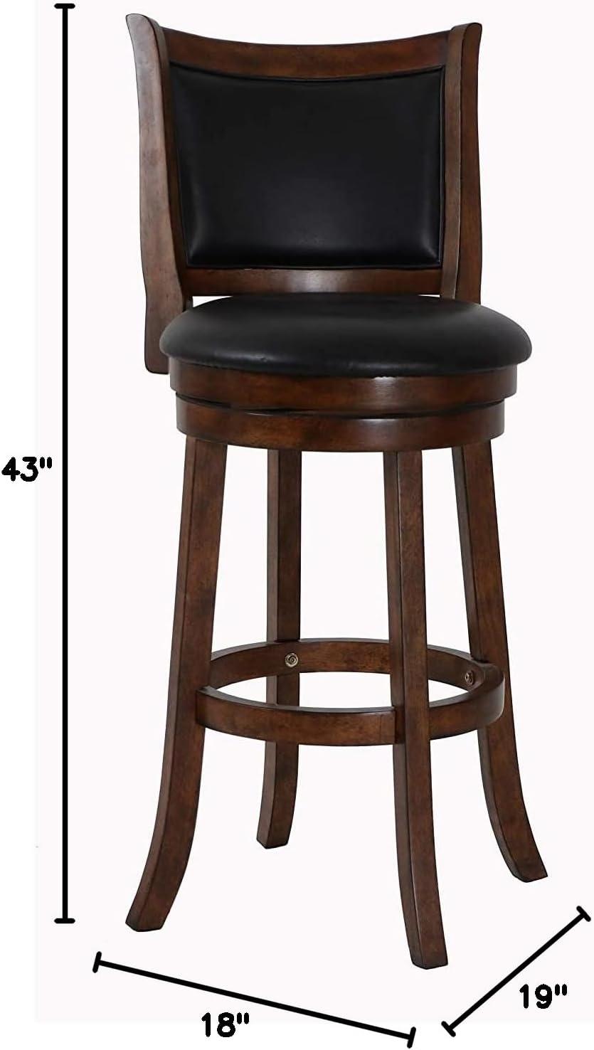 New Classic Furniture, Bristol Wood Swivel Bar Stool with PU Seat in Dark Brown, Brown