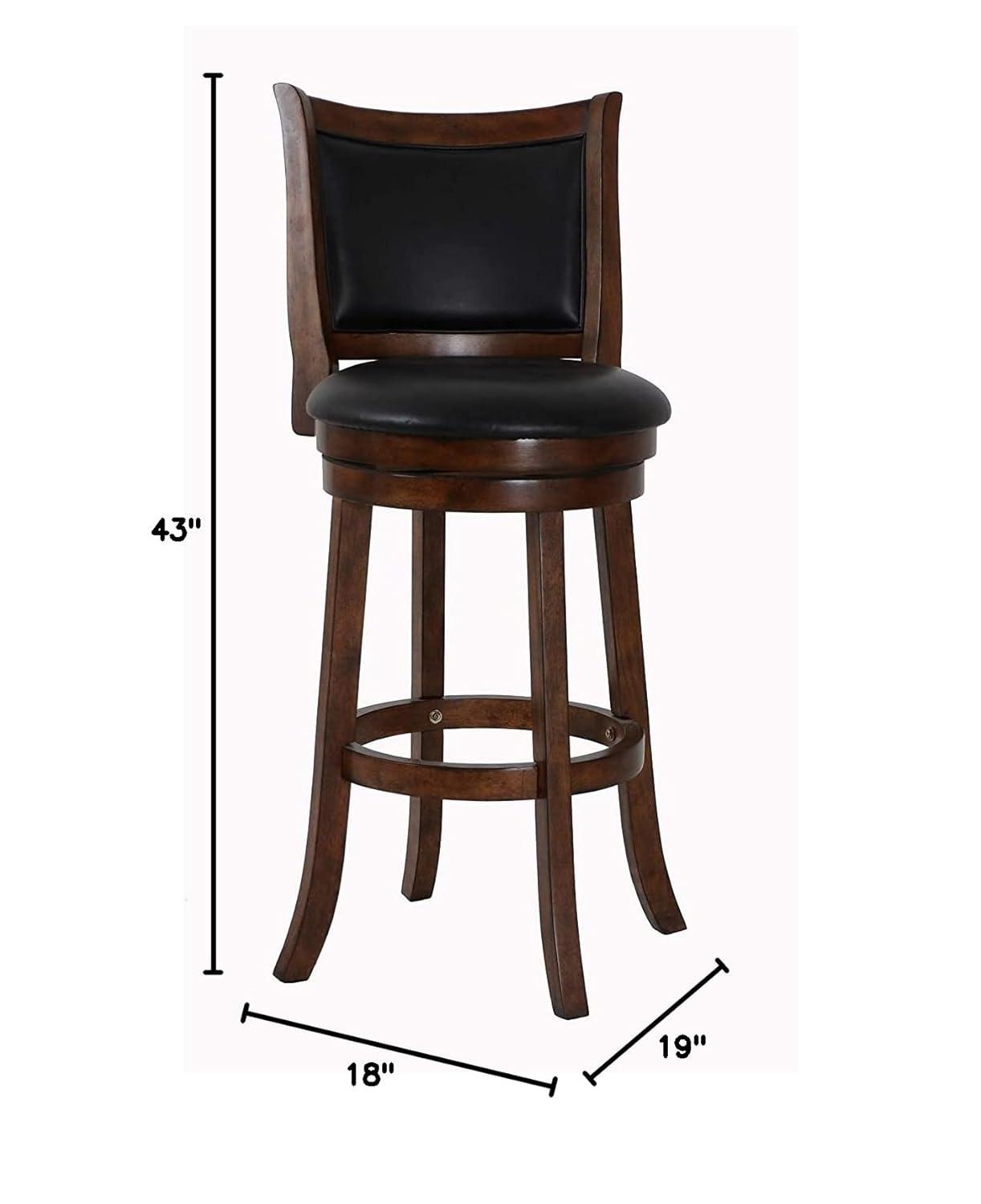 New Classic Furniture, Bristol Wood Swivel Bar Stool with PU Seat in Dark Brown, Brown