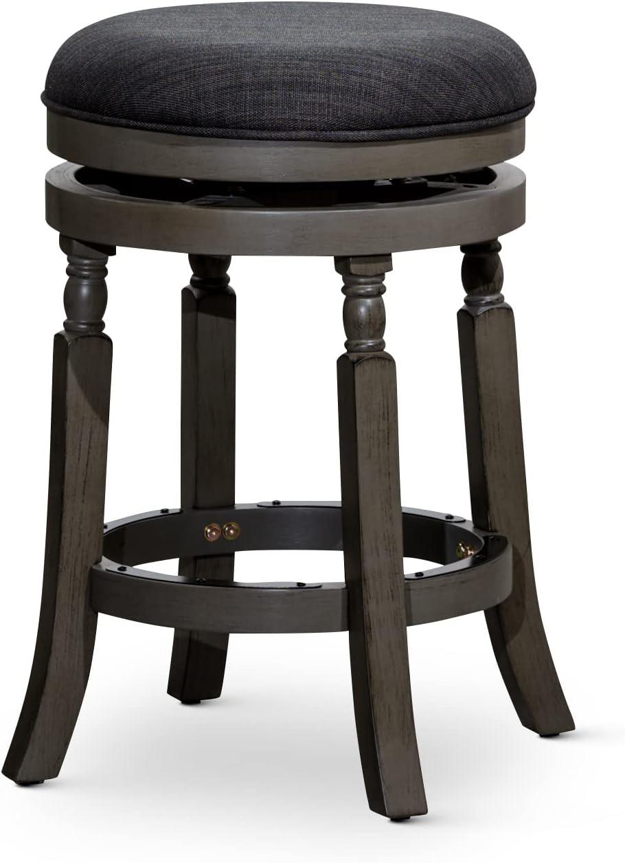 Flared Leg Charcoal Fabric 24" Swivel Saddle Stool in Weathered Gray