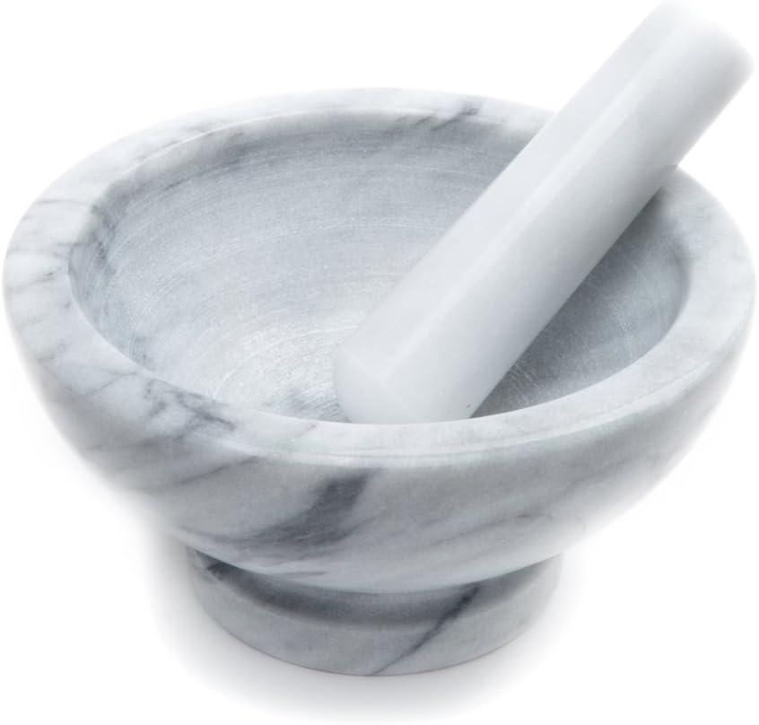 Large White Marble Mortar and Pestle for Kitchen