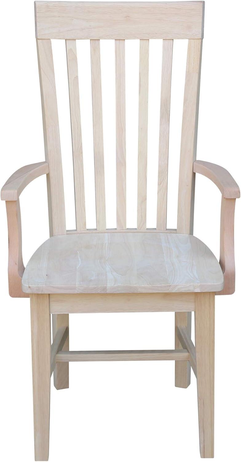 Tall Mission Chair with Arms Unfinished - International Concepts: Solid Wood, Parawood, Slat Back