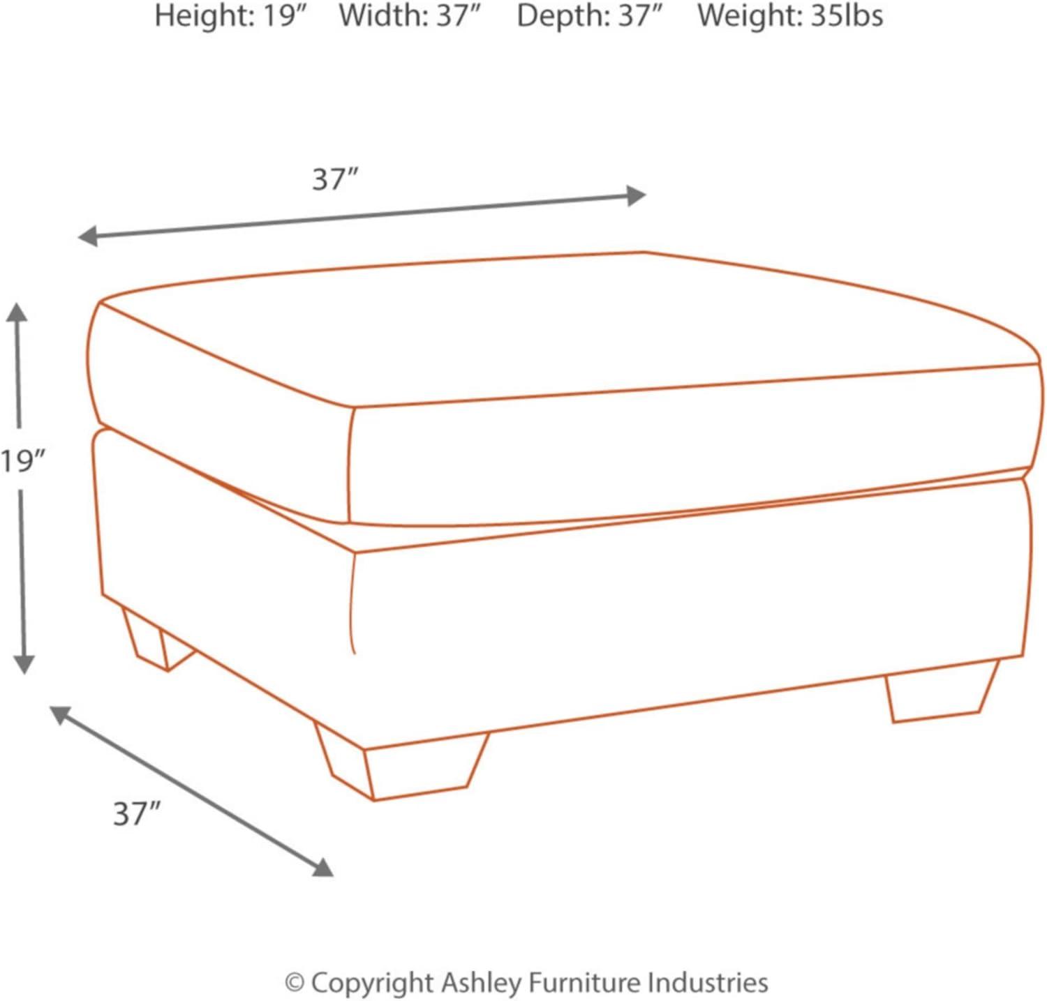 Grand Gray 37" Square Traditional Plush Ottoman