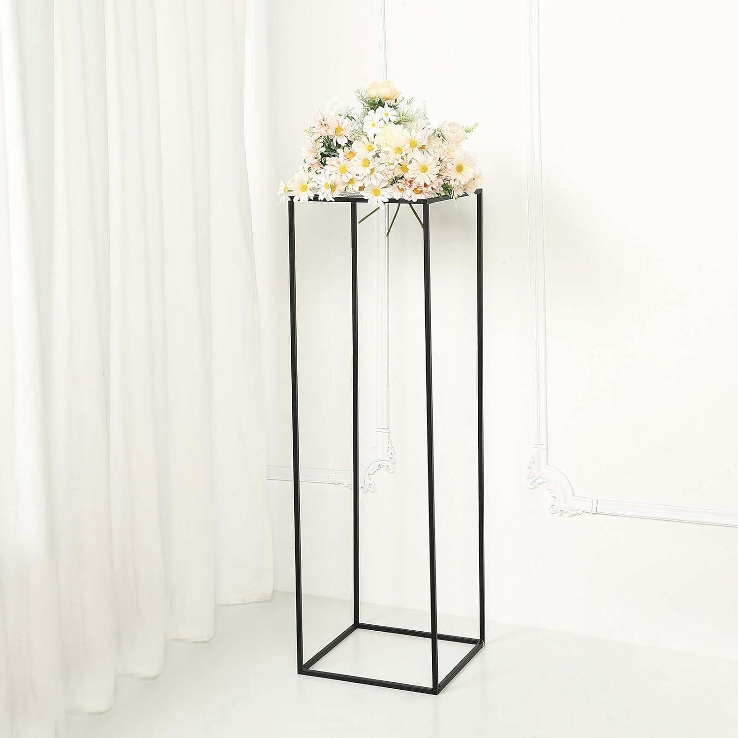 Efavormart 2 Pack - 40” Rectangular Matte Black Metal Wedding Flower Stand, Geometric Centerpiece Vases for Wedding Party Dinner Centerpiece, Restaurant Hotel Decoration