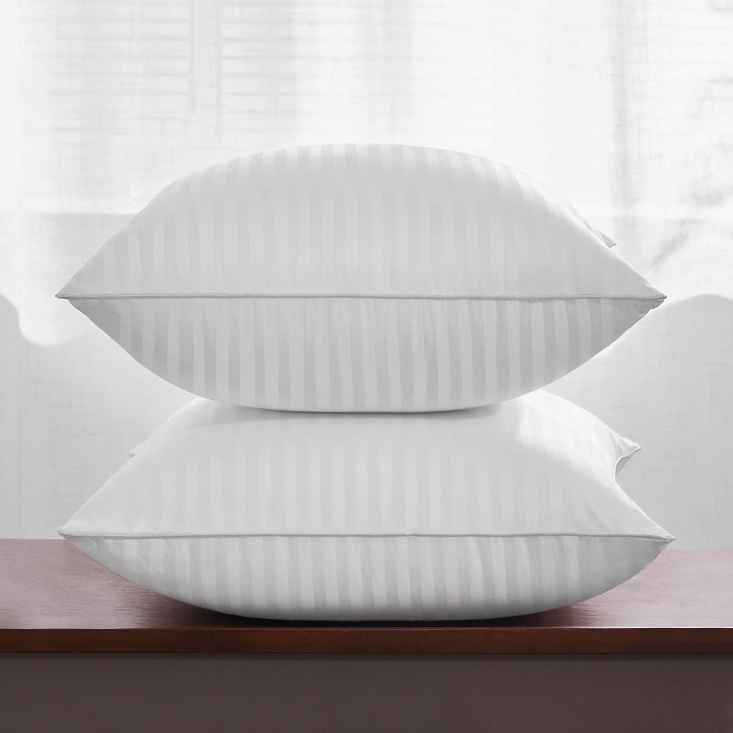Oubonun 24 x 24 Throw Pillow Inserts, Firm and Fluffy Decorative Square Pillows for Couch Bed Sofa with Soft Cotton Cover White Cushion with Down Alternative Pack of 2