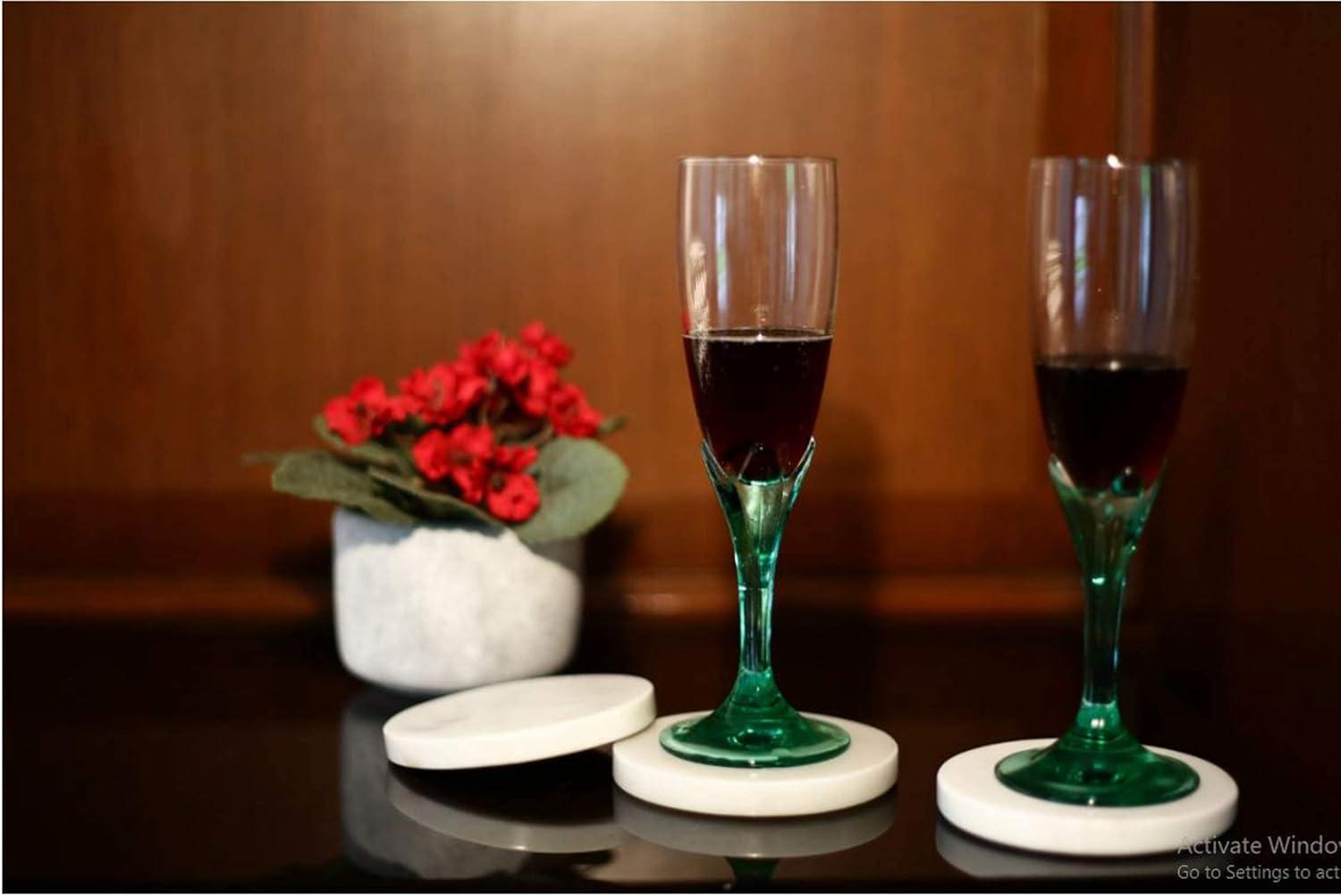 Mercer41 Raniyha Marble Round Coaster 4-Pack