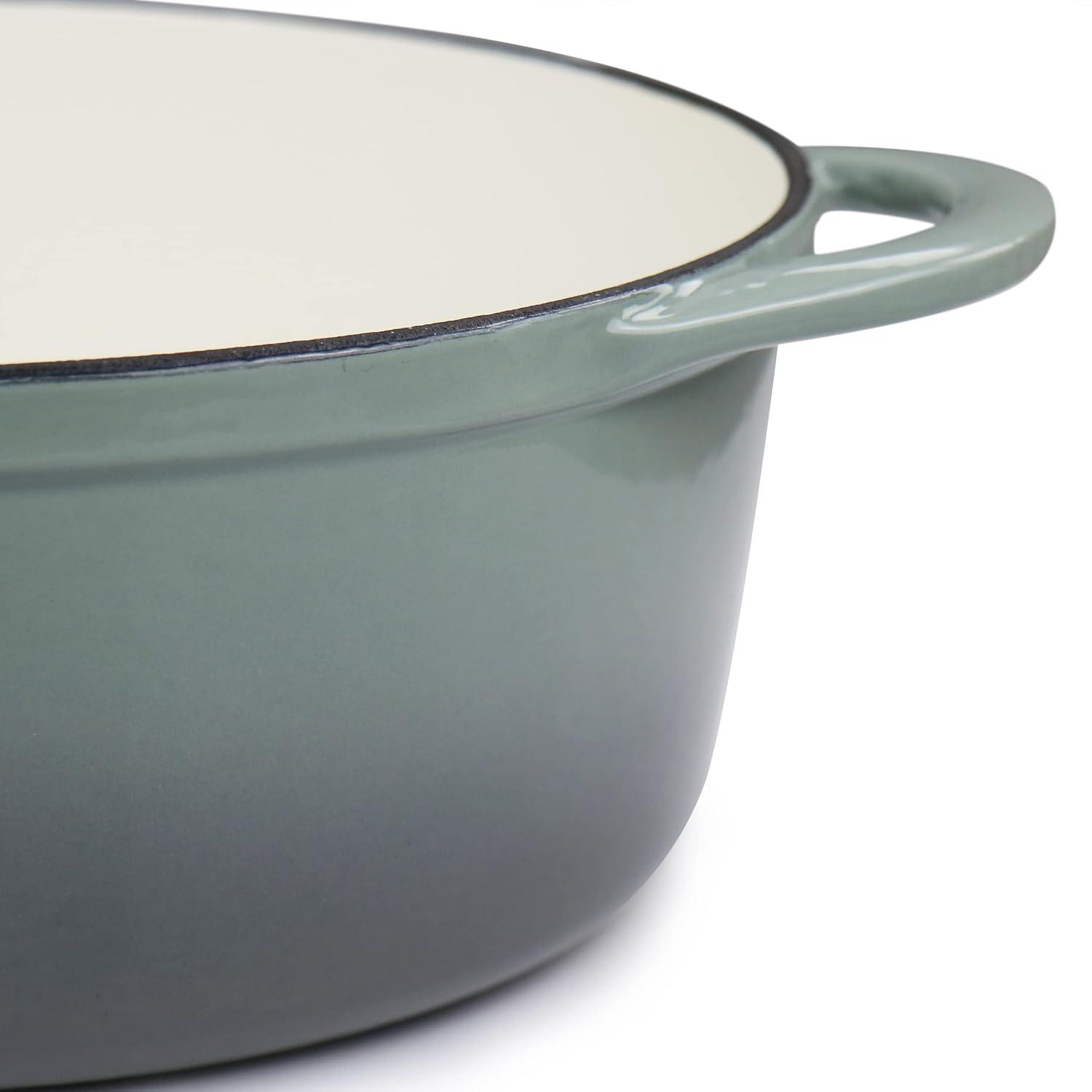 MegaChef 7 Quarts Oval Enameled Cast Iron Casserole in Gray