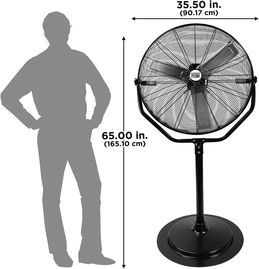 MaxxAir 30" Industrial Pedestal Fan, High Powered High CFM Stand Fan