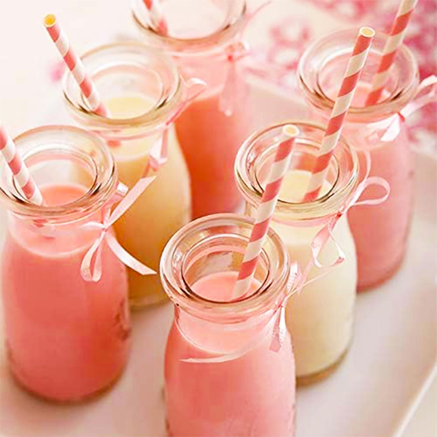 ALINK Biodegradable Paper Straws, 100 Pink and Gold Straws for Party Supplies, Birthday, Wedding, Bridal/Baby Shower, Christmas Decorations and Holiday Celebrations